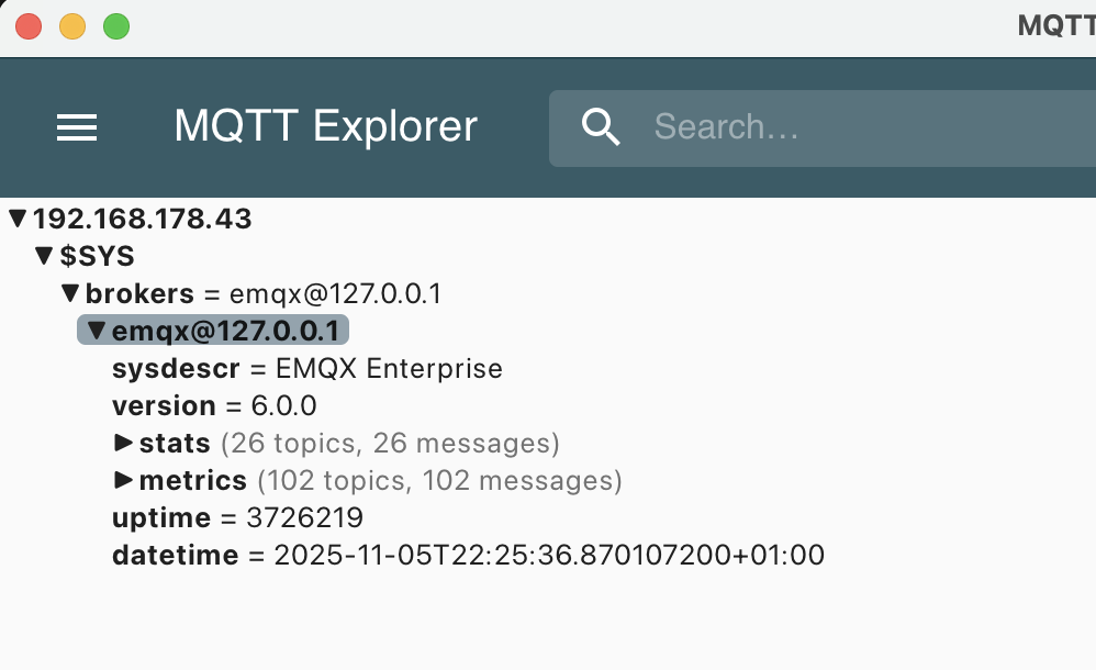 Sys in MQTT Explorer